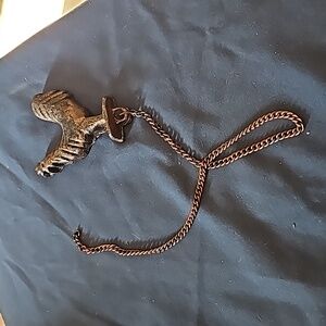 Vintage napkin box chained rooster weight